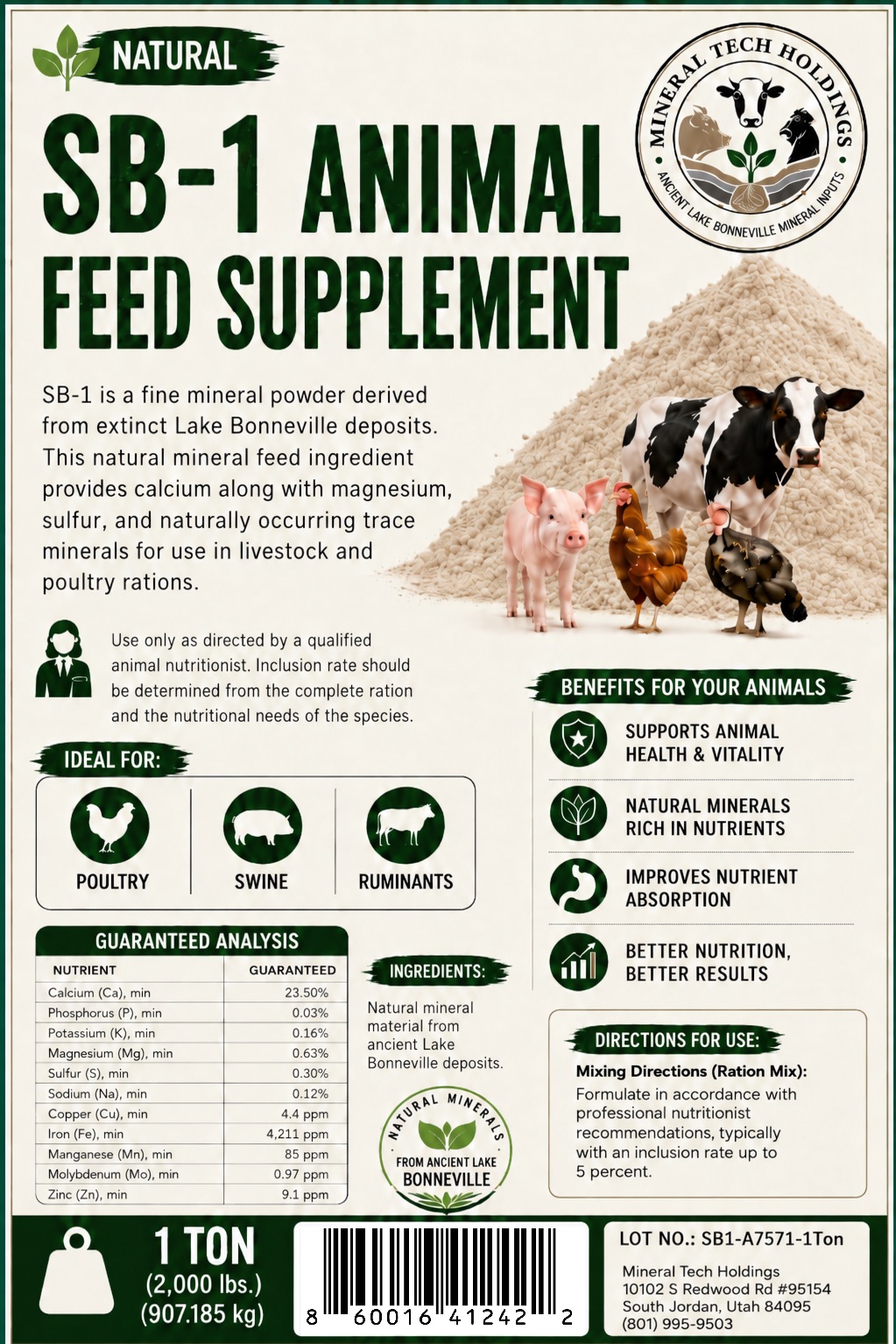 SB-1 Animal Feed Supplement – 1 ton