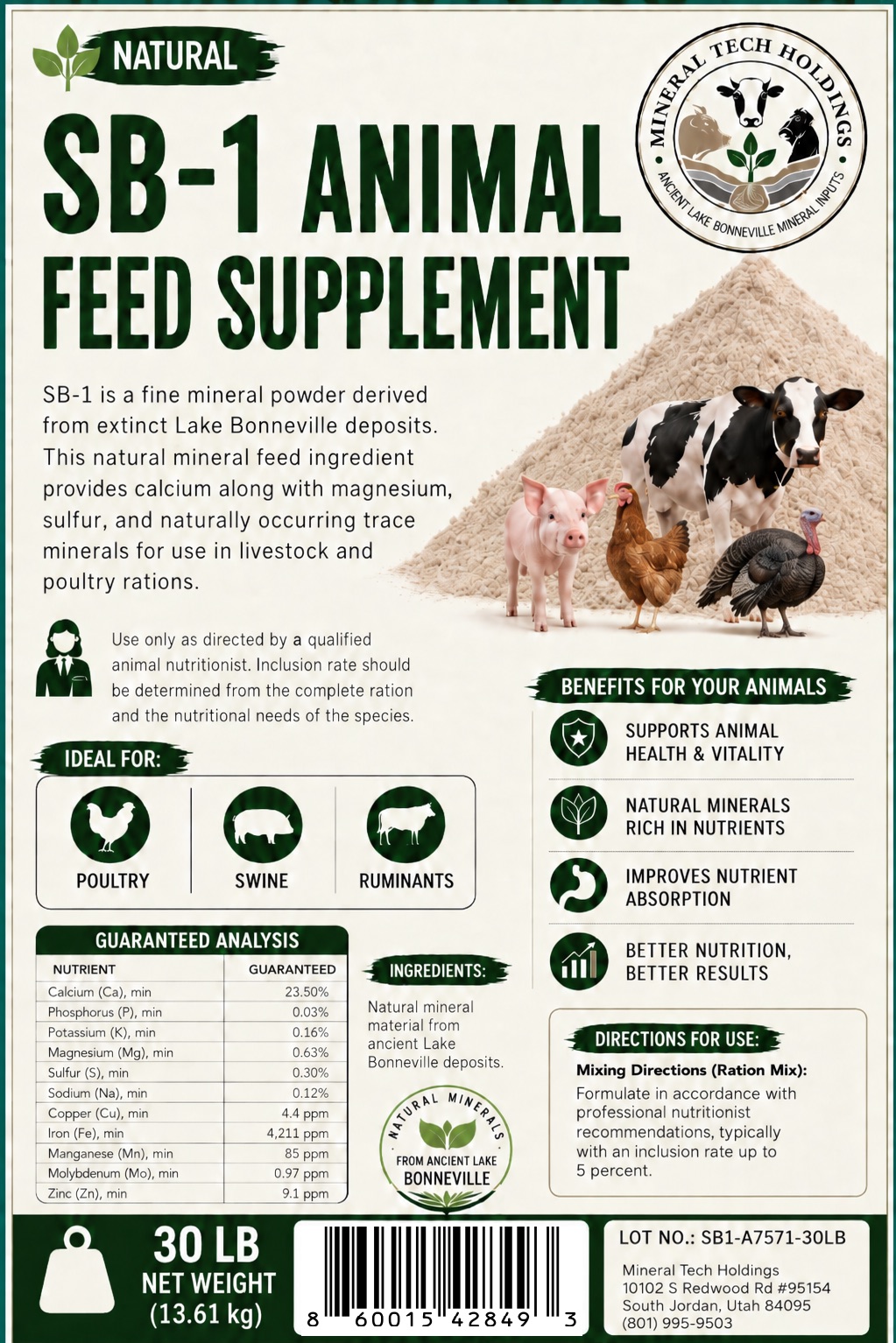 SB-1 Animal Feed Supplement – 30 lb
